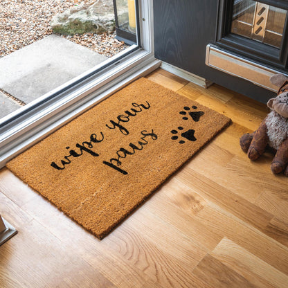 60cm x 40cm Wipe Your Paws Coir Door Mat