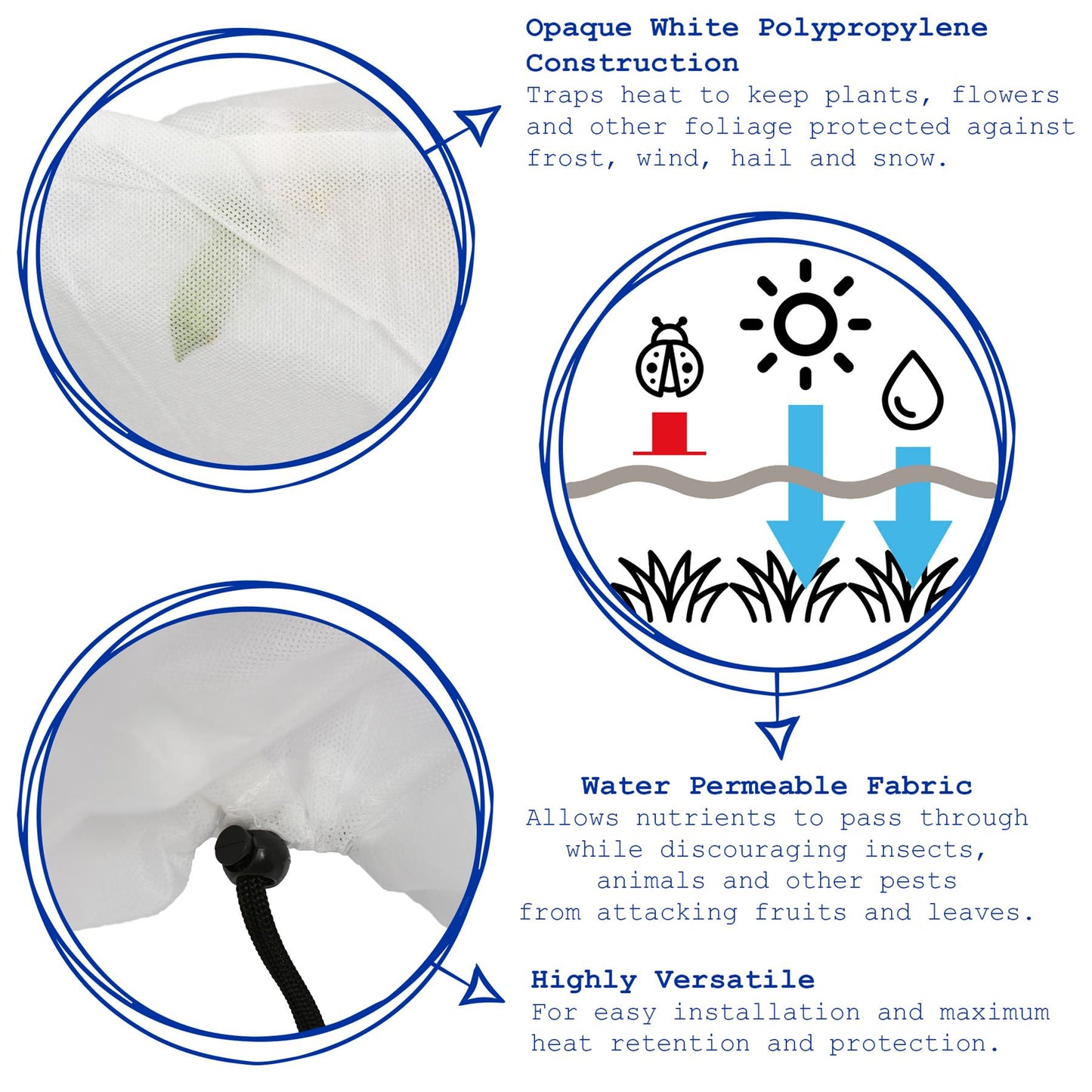 Plant Fleece Frost Protection Cover with Drawstring