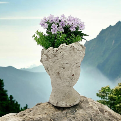 35CM CREAM CEMENT BUST POT