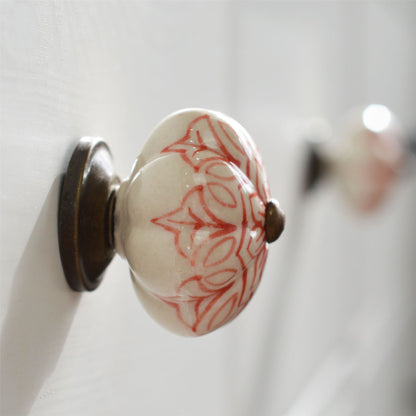 Vintage Floral Ceramic Cabinet Knob