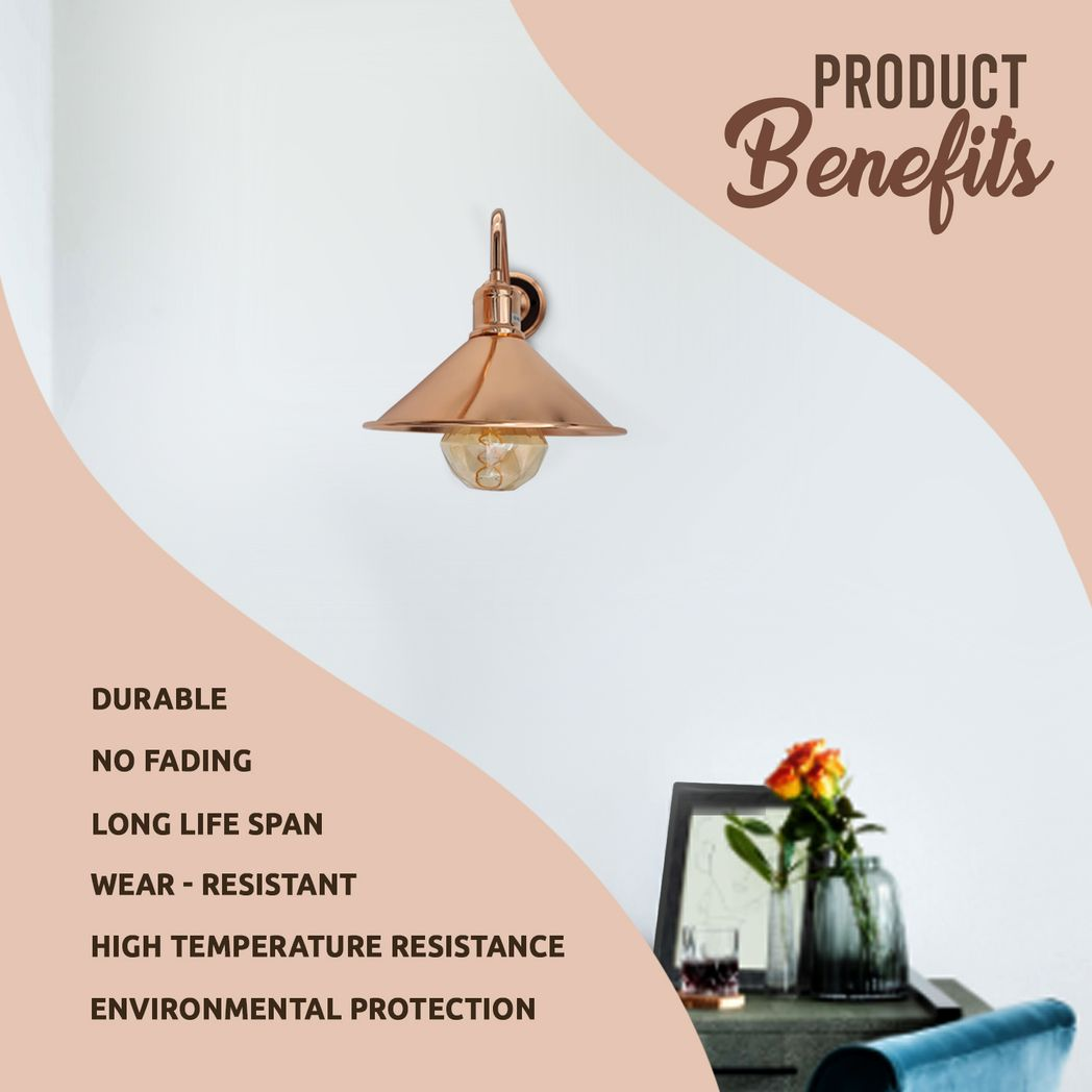 Rose Gold Retro Wall light Sturdy Metal Lamp Shade Lights Classic Style Electroplated Finish E27 lamp