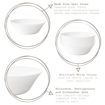 White Moon Glass Serving Bowl - 27cm - White