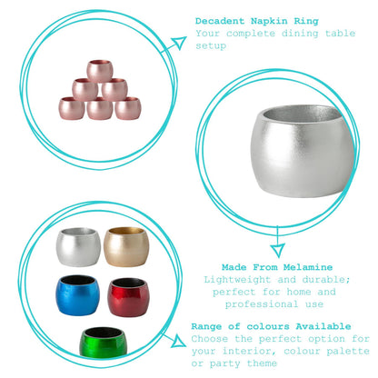Metallic Silver Melamine Napkin Rings - Pack of Six