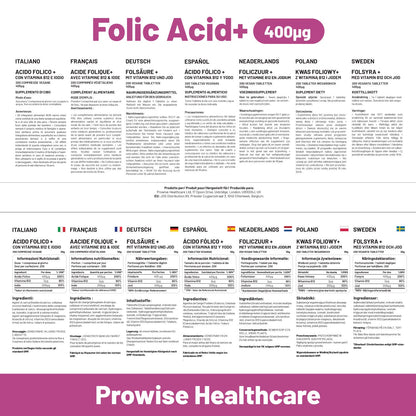 Folic Acid Tablets 400 mcg - 400 Vegan Vitamin B9 Tablets