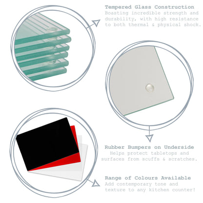 Square Glass Coasters - Pack of Six