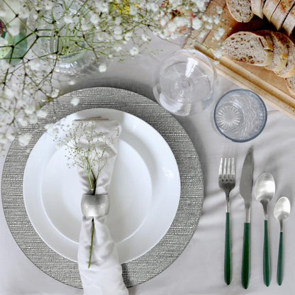 18pc Round Ribbed Charger Plates Set - 33cm