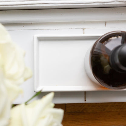 2pc 500ml Glass Soap Dispenser with White Labels & Ceramic Tray