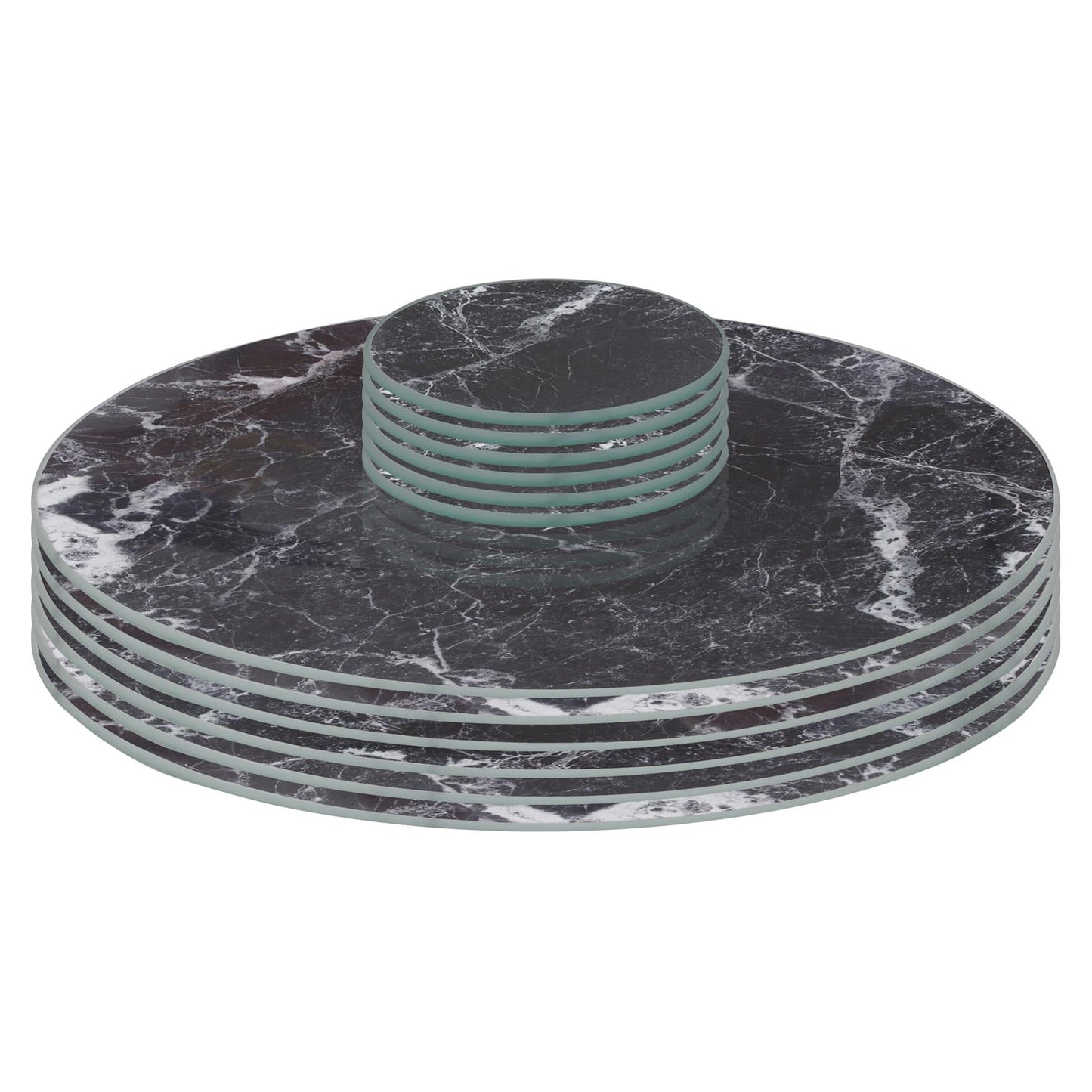 12pc Round Glass Placemats & Round Coasters Set - 30cm - Marble