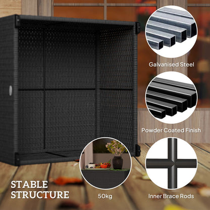 Outsunny Outdoor Coffee Table with Glass Top, Rattan Side Table