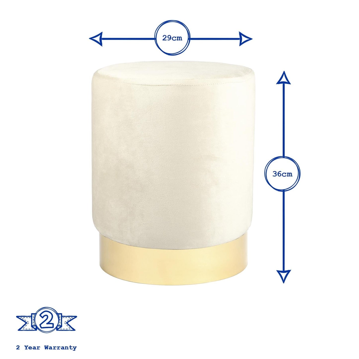 Round Velvet Footstool