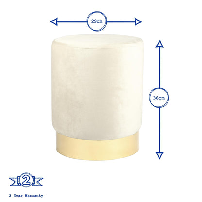 Round Velvet Footstool