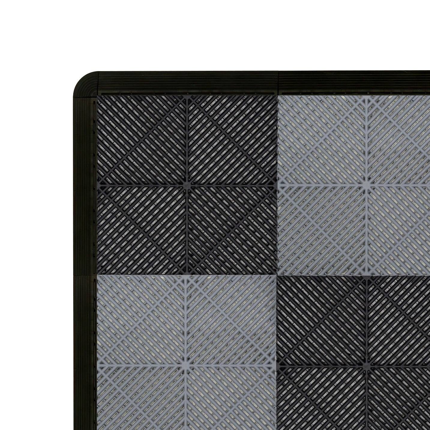 Vented Garage Floor Tiles With Edges 60 Black & 60 Grey
