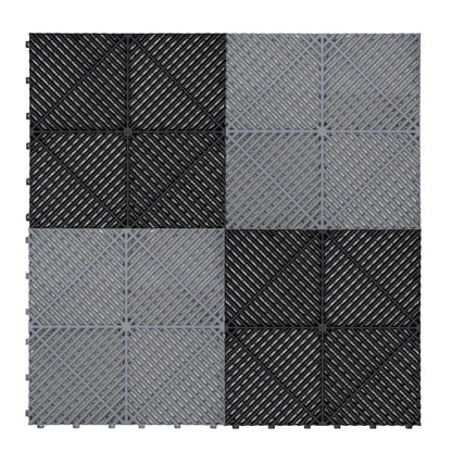 Vented Garage Floor Tiles With Edges 90 Grey & 30 Black
