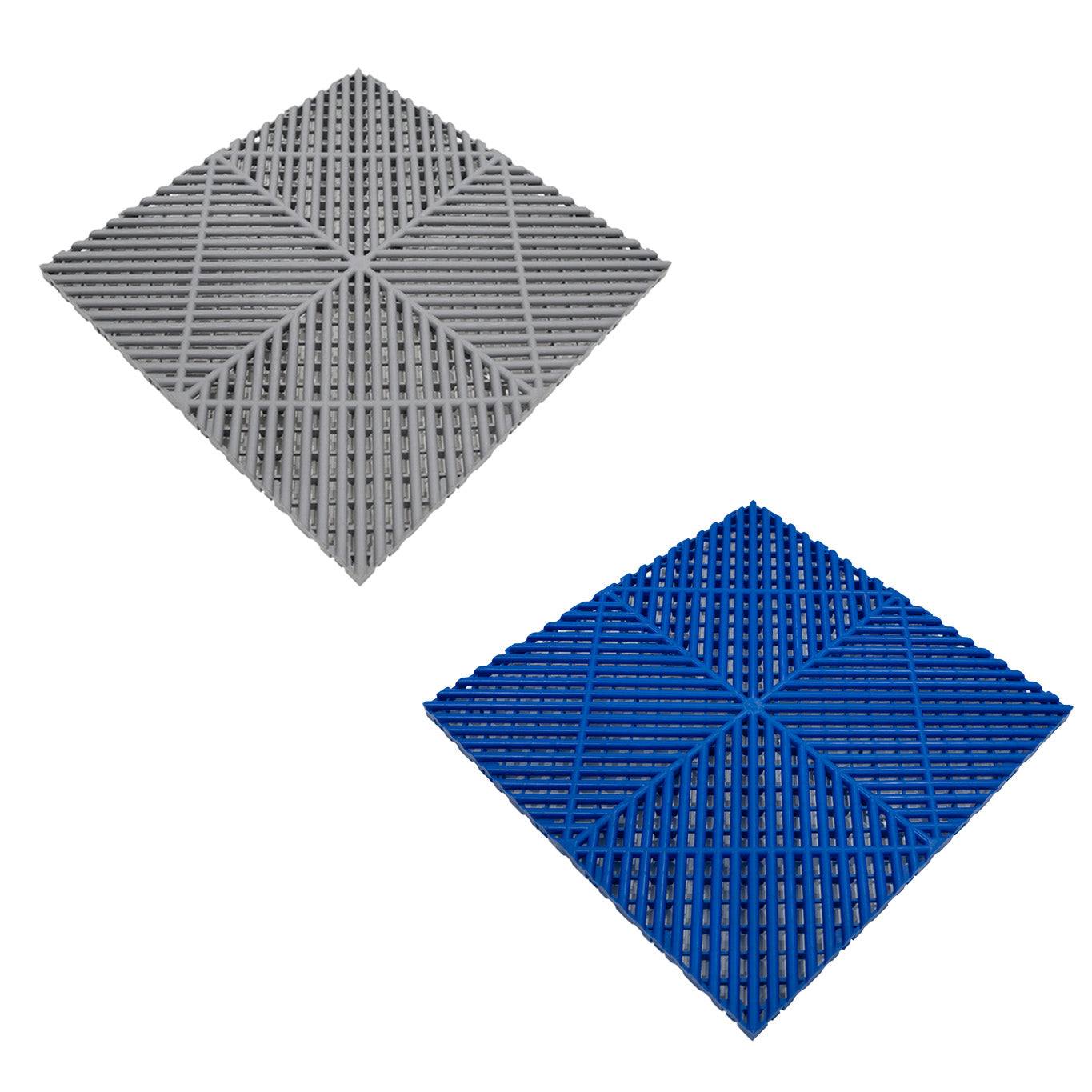 Vented Garage Floor Tiles With Edges 90 Grey & 30 Blue