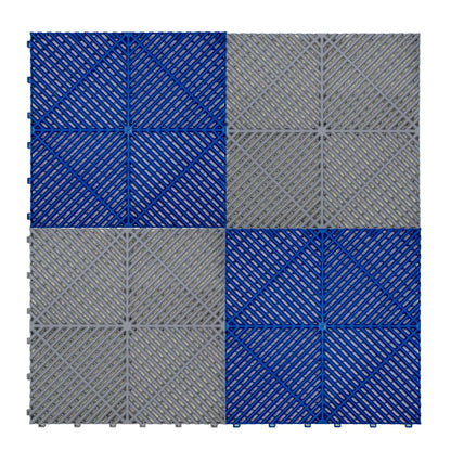 Vented Garage Floor Tiles With Edges 90 Grey & 30 Blue