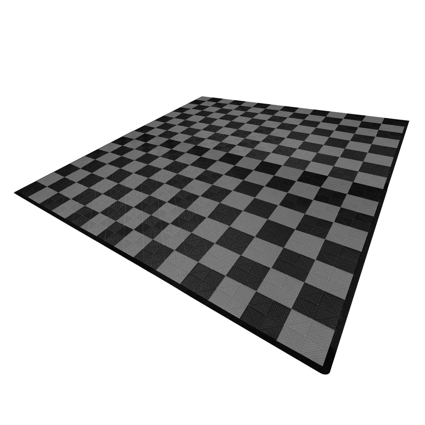 Vented Garage Floor Tiles With Edges 120 Black & 120 Grey