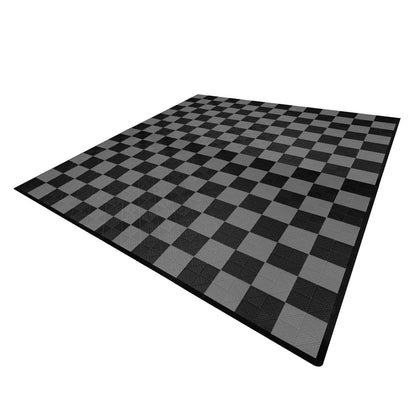 Vented Garage Floor Tiles With Edges 120 Black & 120 Grey