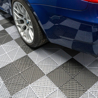 Vented Garage Floor Tiles With Edges 120 Black & 120 Grey