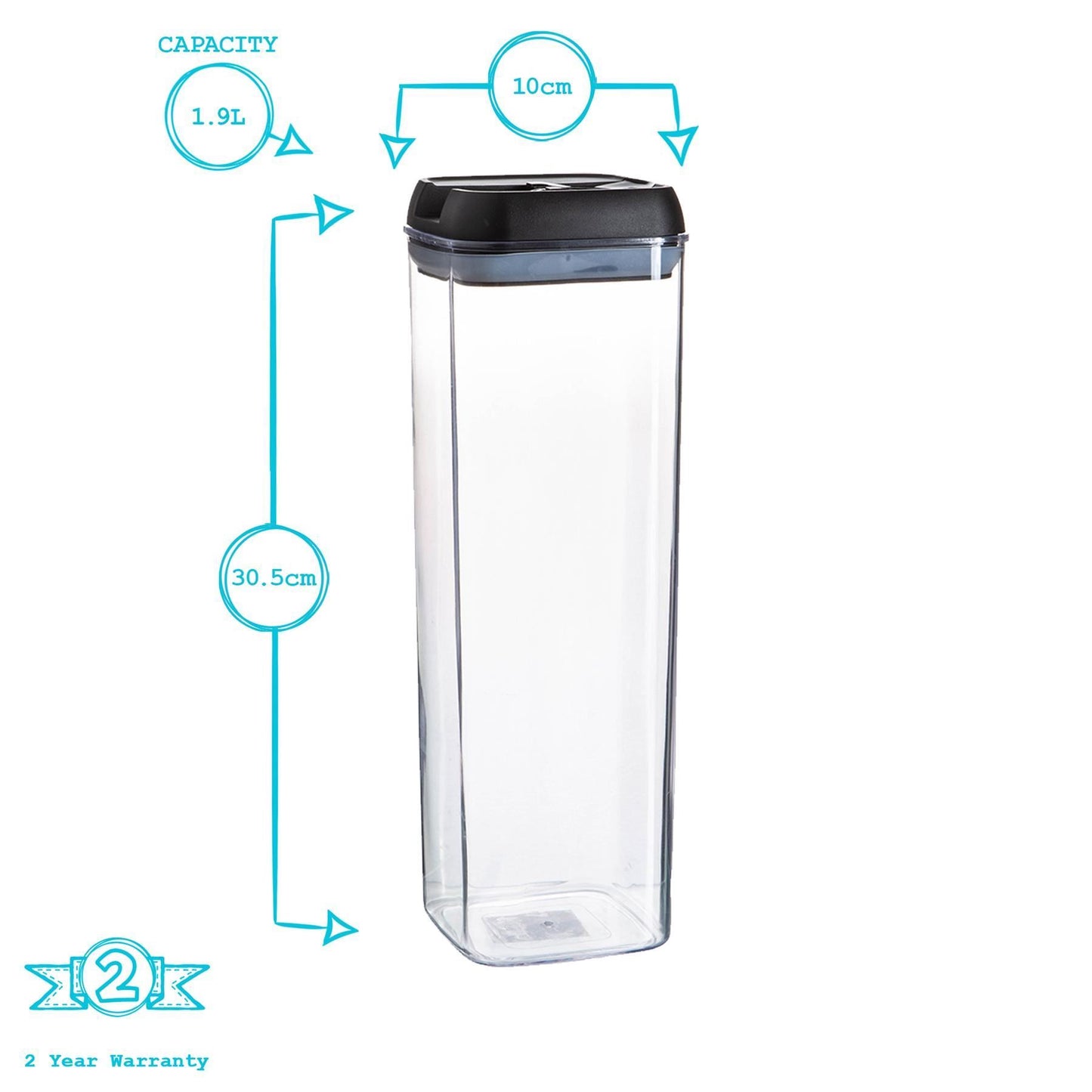1.9L Airtight Flip Lock Plastic Food Storage Container
