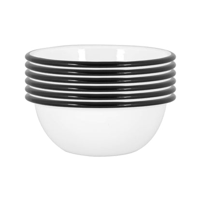 16cm White Enamel Bowls - Pack of Six