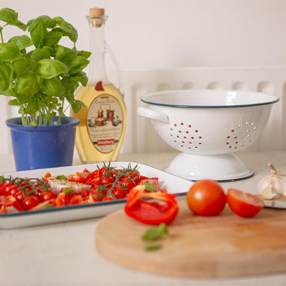 23.5cm White Enamel Colander