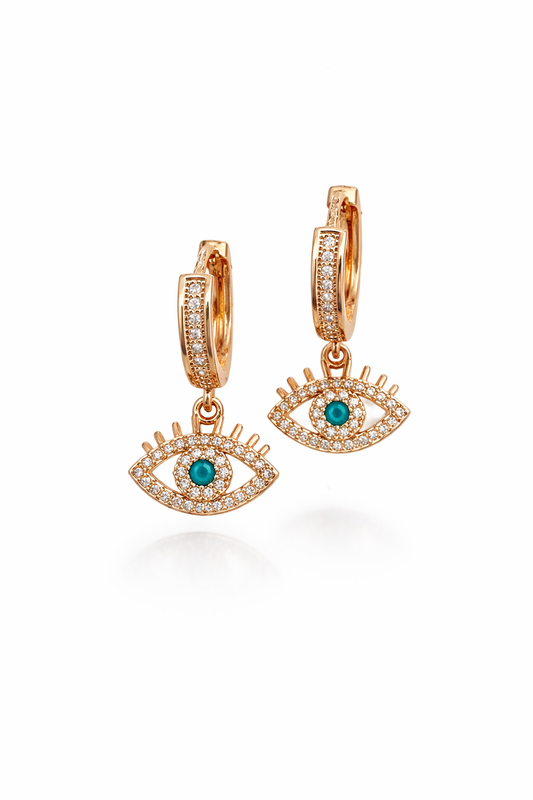 Nyra Evil Eye Jewelled Huggie Hoop Earrings