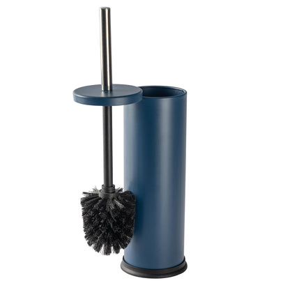 Matt Blue Round Stainless Steel Toilet Brush & Holder