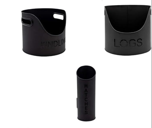 Log, Kindling and Matchstick Holder Set