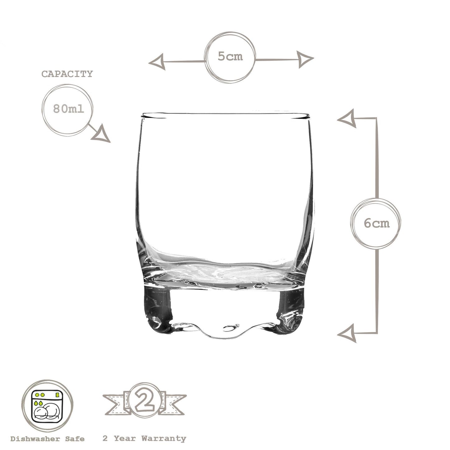 80ml Adora Premium Shot Glasses - Pack of Six