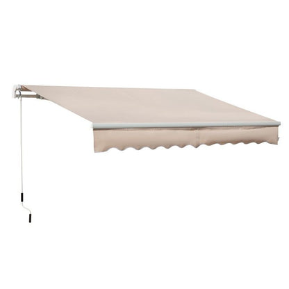 Outsunny 4X2.5M Manual Awning Window Door Sun Weather Shade With Handle Beige