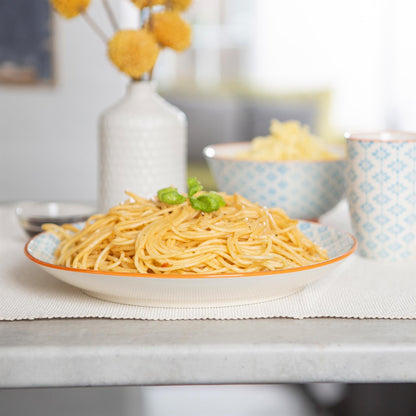 24pc Hand-Printed Floral Stoneware Dinner Set