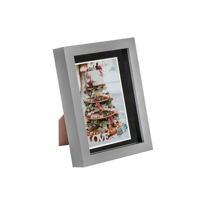 5" x 7" Grey 3D Box Photo Frame - with 4" x 6" Mount
