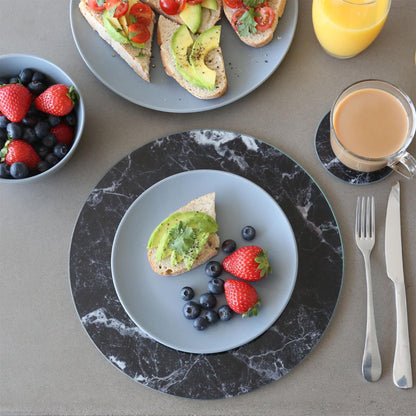 12pc Round Glass Placemats & Square Coasters Set - 30cm - Marble