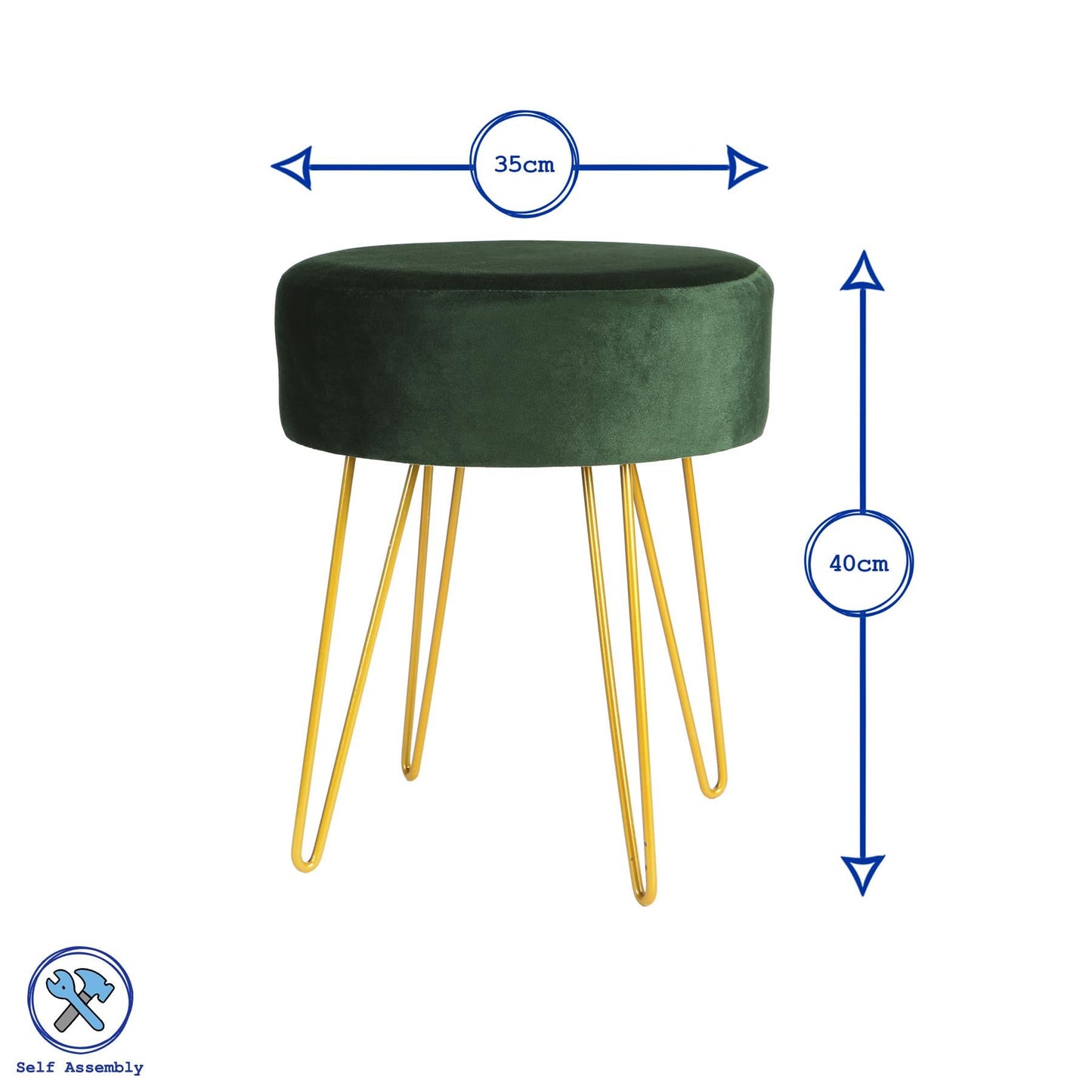 Grey Round Velvet Footstool