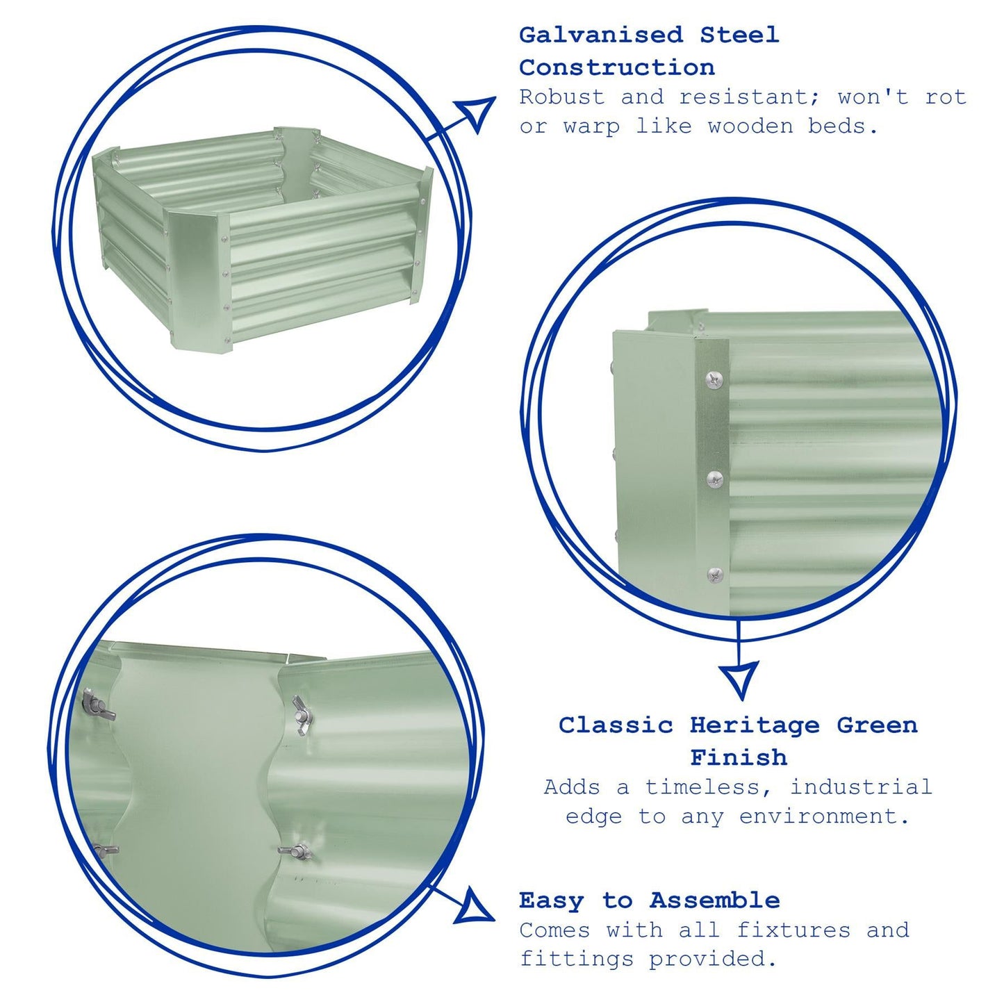 120cm x 60cm Rectangle Galvanised Steel Raised Garden Bed