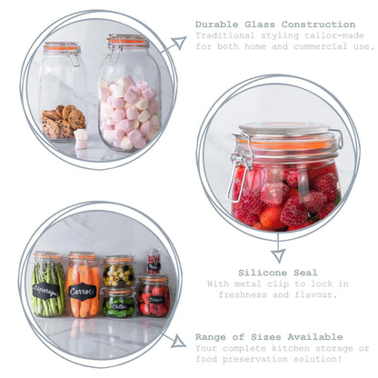 1.5L Air tight Classic Glass Storage Jar + Four Free Coloured Seals