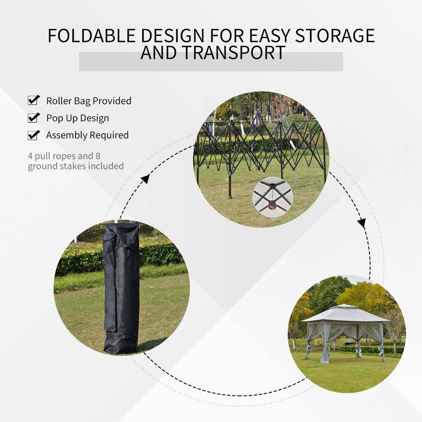 3.6 x 3.6 m Pop up Gazebo with Netting and Carry Bag