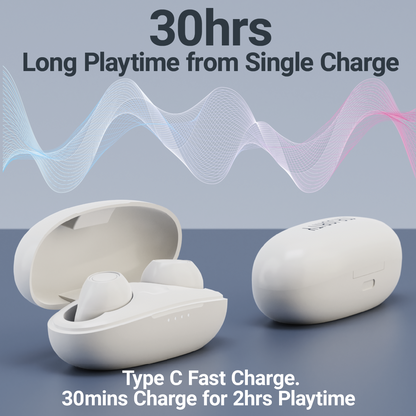 MAJORITY TRU BIO EARBUDS CLEAR WHITE