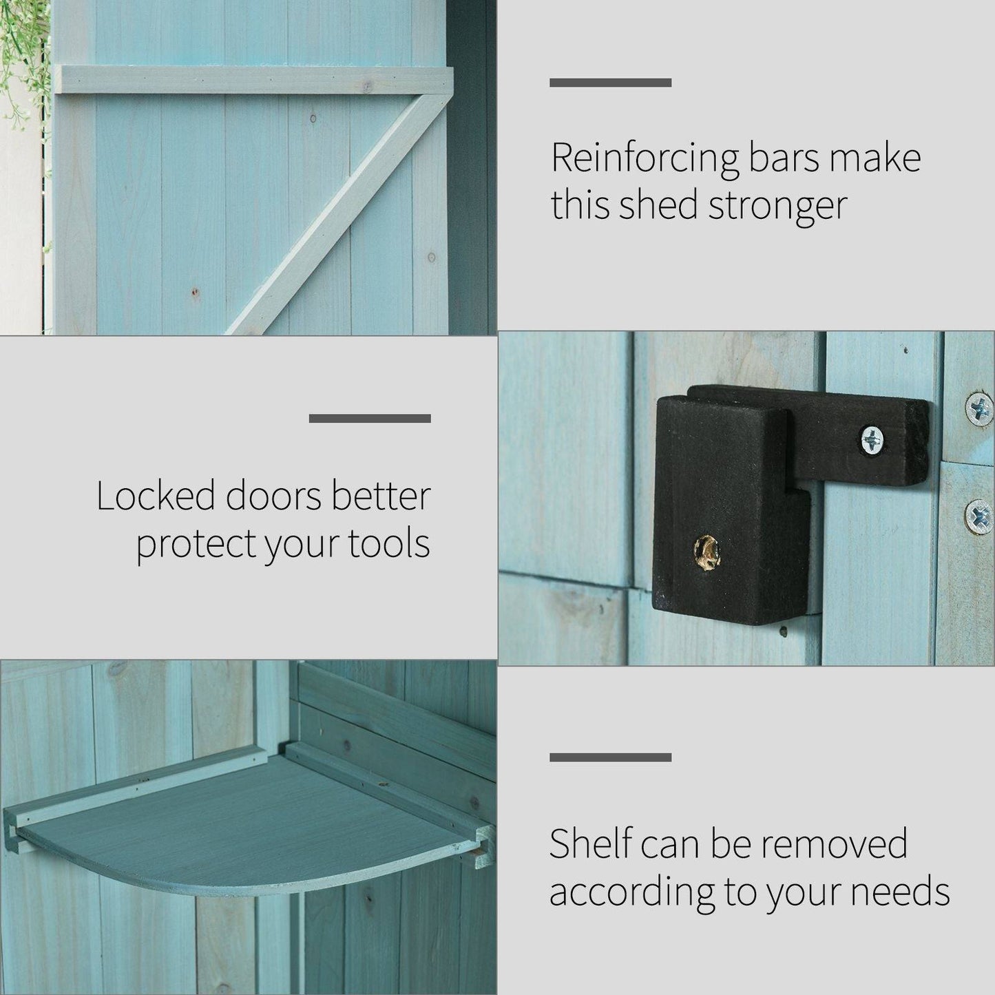 Rustica 179cm Single Door Apex Garden Store Fir Wood Blue by Steadfast