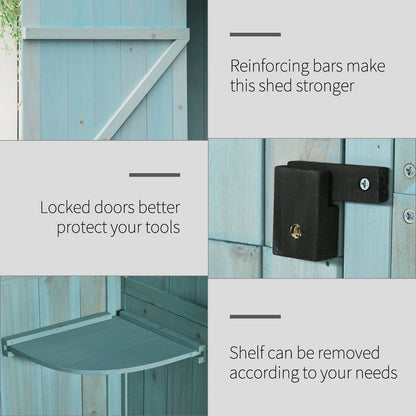 Rustica 179cm Single Door Apex Garden Store Fir Wood Blue by Steadfast