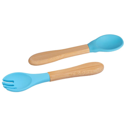 2pc Bamboo Baby Weaning Fork & Spoon Set