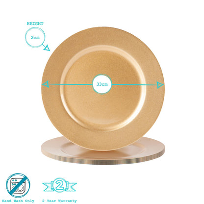 33cm Metallic Melamine Charger Plates - Pack of Six