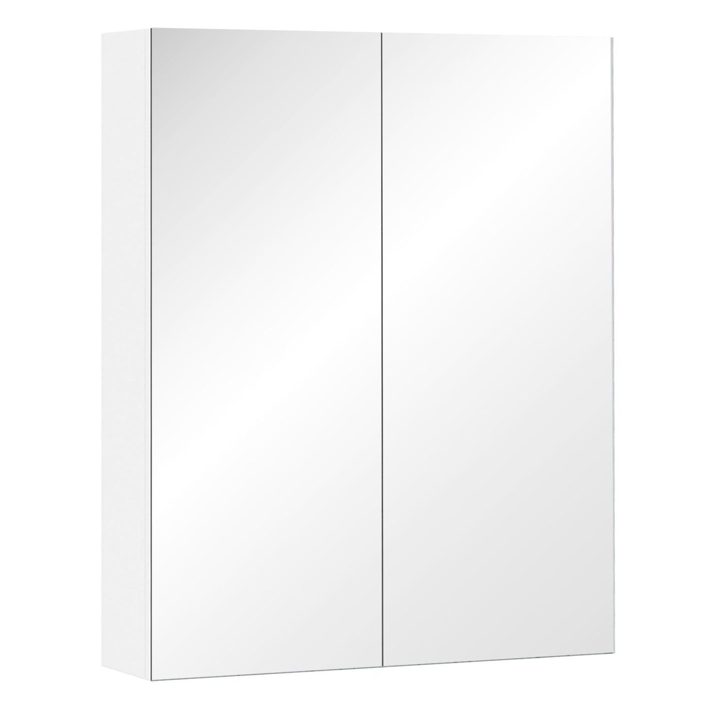 Wall Mount Mirror Cabinet Wood Bathroom Storage Shelf Double Door Cupboard Adjustable 60Wx15Dx75H cm