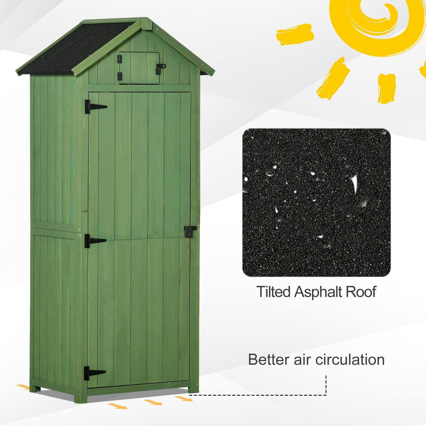 Rustica 179cm Single Door Apex Garden Store Fir Wood Green by Steadfast