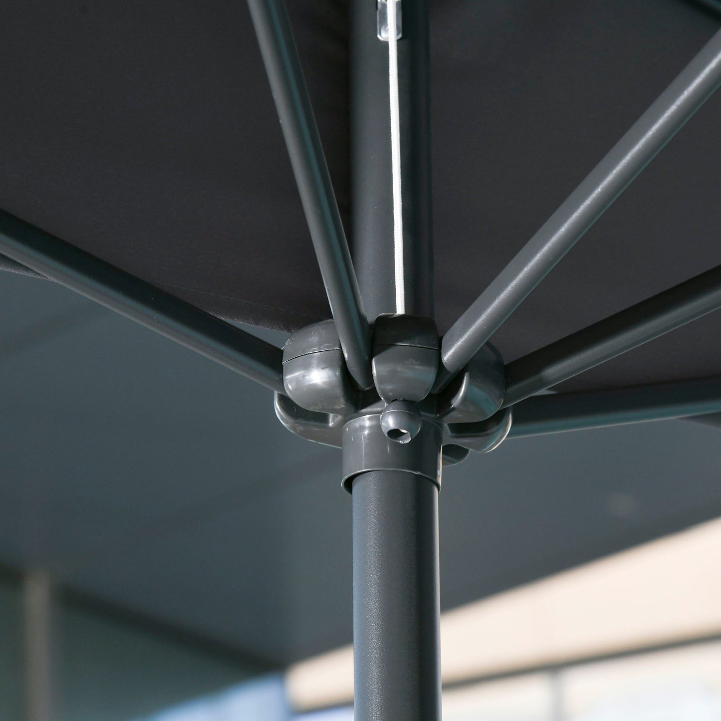 2.3m Half Round Parasol Umbrella Balcony Sun Shade Metal Grey