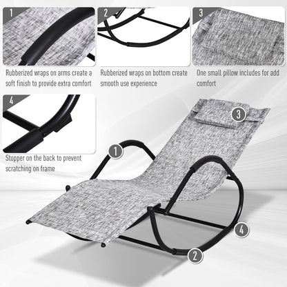 Outsunny Steel Frame Zero Gravity Rocking Lounge Chair With Pillow Grey