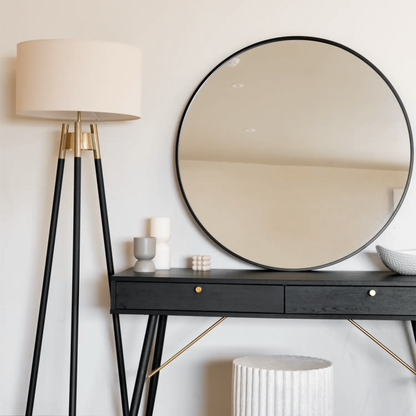 Rei - Large Round Black Metal Circle Mirror - 90cm x 90cm