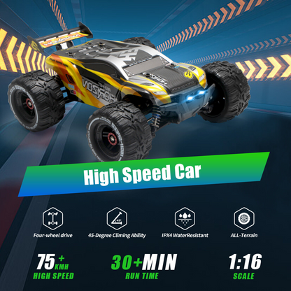 High Speed 50+kmh RC Car, RC Monster Truck,Racing Hobby Car, 4WD All Terrain Off-Road Remote Control Car, 2.4Ghz RC Crawler, 2 Battery, Kids Adults Gifts,Logistics is randomly sent by UPS/USPS/FEDEX