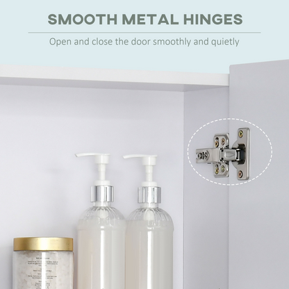 kleankin Wall Mount Medicine Cabinet with Mirror and Adjustable Shelf, White