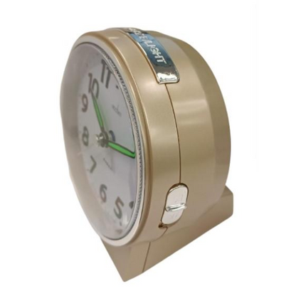 Acctim Micah Round Mid Sized Bedside Quartz Alarm Clock in Gold Plated - 16478